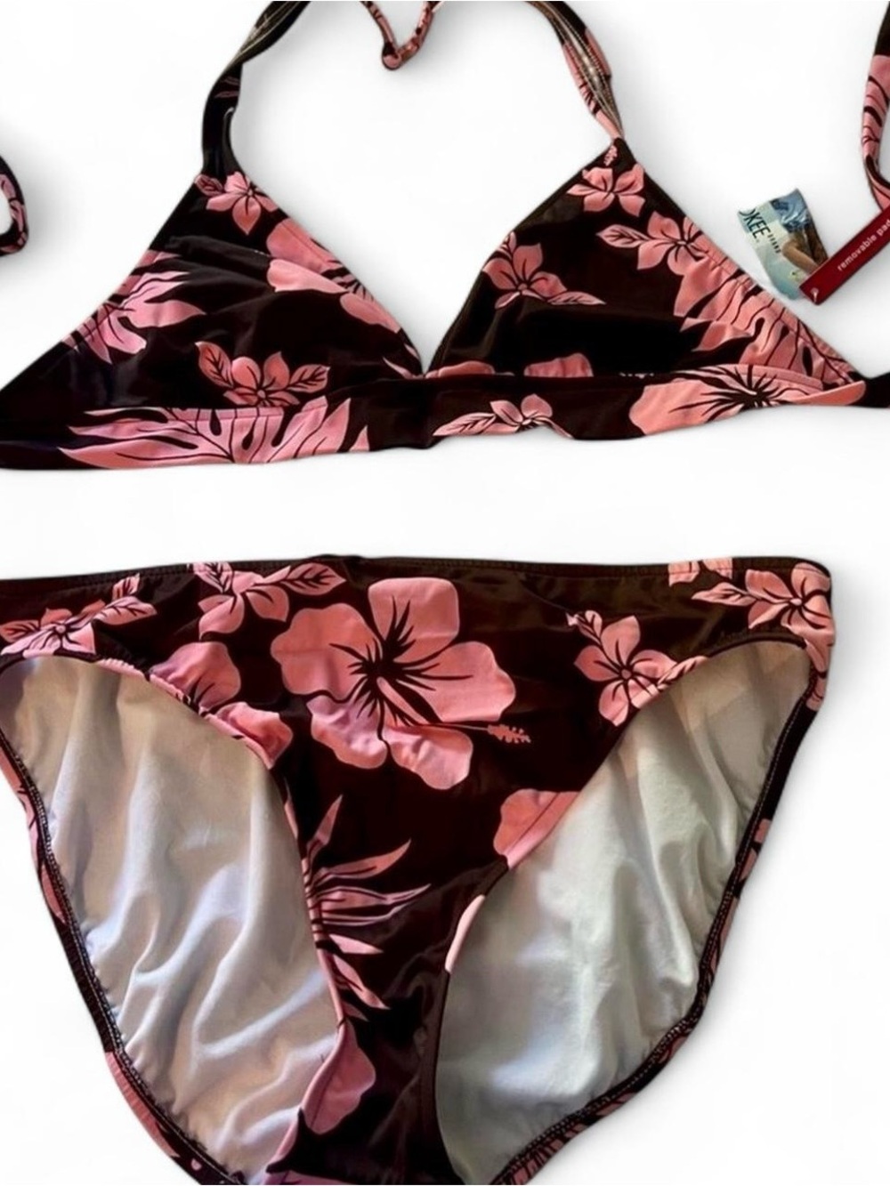 Y2K Cherokee Pink and Black Floral Bikini Set NWT